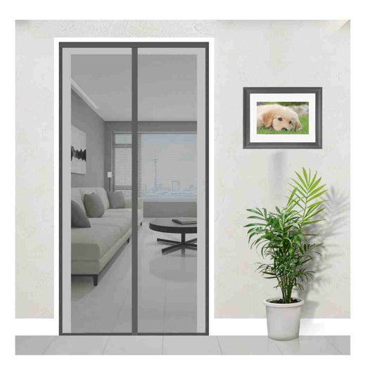 LX INDIA Mosquito Net Screen LifeKrafts Fiberglass Mosquito Screen Door Net Curtain with Magnets (205x100 cm, Grey)