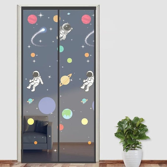 LX INDIA Mosquito Net Screen LifeKrafts Polyester Door Mosquito Net with Magnets Planet Theme