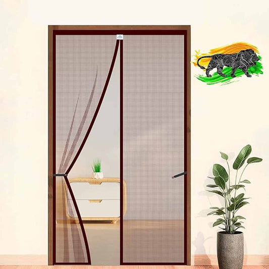 LX INDIA Mosquito Net Screen LifeKrafts Polyester Magnetic Mosquito Net for Door (Brown)