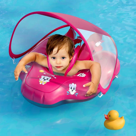 LXINDIA Pool Floats Pink Lifelong Cuppy Baby Swimming Ring Tube with Canopy- Pump Included