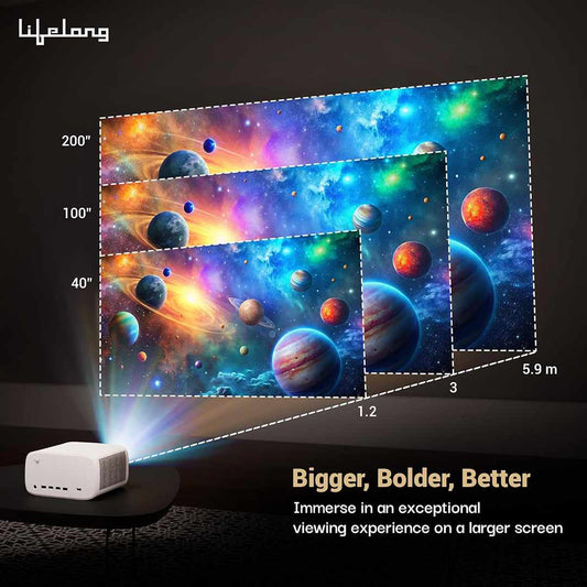 LX INDIA Projector Lifelong Electronics TruePixel Pro Smart Projector | Android, 1080P Full HD Native & 4K Ultra HD Support | 9000 Lumens | For Room & Outdoors | All OTT Apps | WiFi/BT,Mirroring,USB, ARC, HDMI, Speakers