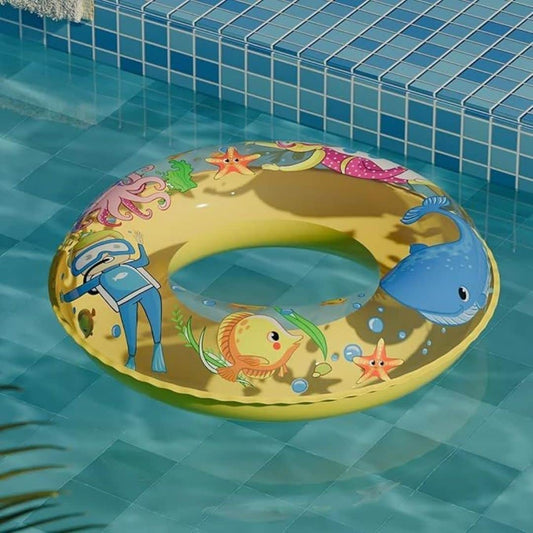 LX INDIA Pool Floats Yellow Lifelong Pool Party Swimming Ring | Kids' Swim Tube | Safe Learning Float for Girls & Boys | Durable Inflatable Water Ring