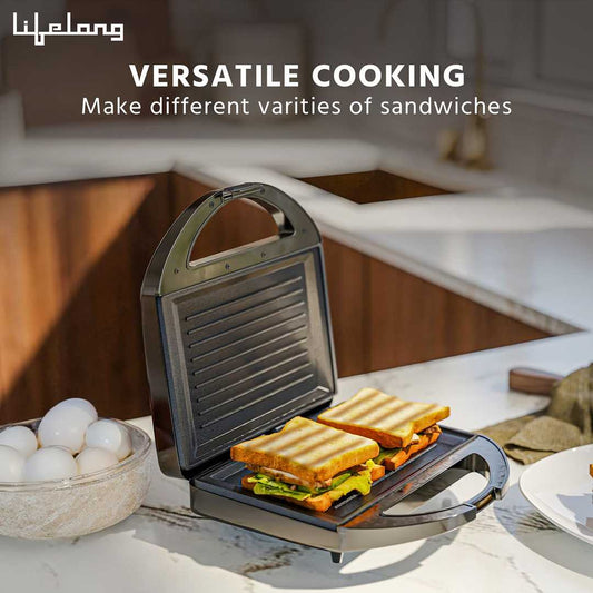 LX INDIA Electric Toaster Lifelong Sandwich Griller 750 W, Classic Pro - Auto Cut off & Power Indicator | Sandwich Maker with 4 Slice Non-Stick