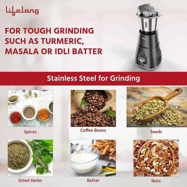 LXINDIA Grinders Lifelong Uno LX 350 Watt Mixer Grinder 1 Jar (Grey)