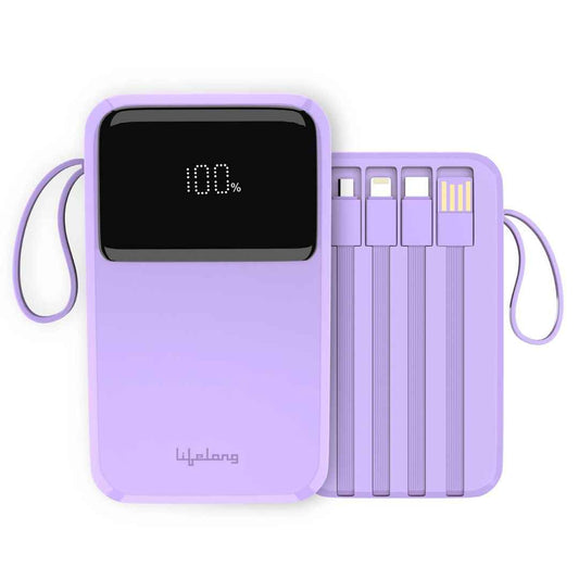 LX INDIA Power Bank Lifelong ZenCharge 10000 mAh 22.5 W Compact Pocket Size Power Bank purple