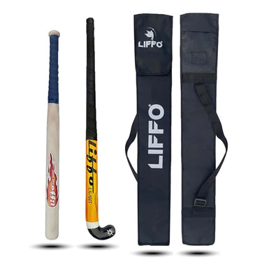 LXINDIA Hockey Kit Liffo® Hockey Stick Witjh Baseball bat Heavy Duty with Cover (Yellow)