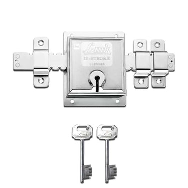 LXINDIA Lock Link 12 Turn Main Door Shutter Heavy Lock with 2 Key (Silver)