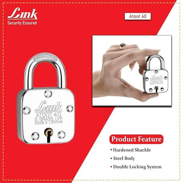 LXINDIA Lock Link Atoot 40mm Lock  Double Locking 3 Keys with Free Keychain