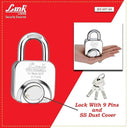 LXINDIA Lock Link Hi Tech 57mm Padlock 3 Silver Keys with Hi Tech Nickle