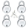 LXINDIA Lock Link Lock Brass S Round 65Mm Double Locking Padlock (Silver Pack of 4)