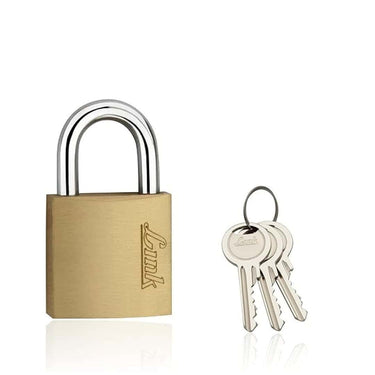 LXINDIA Lock Link PT 30mm New Brass Lock with Hardened Shackle and 3 Brass Key