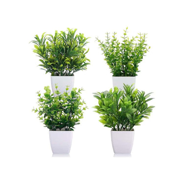 LXINDIA Plants Litleo Artificial Plants Mini Fake Potted Plants (Set of 4)