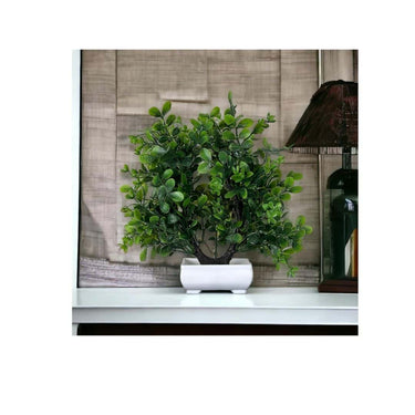 LXINDIA Plants Litleo Plastic Mini Green Plant With Pot Small Greenery Decor