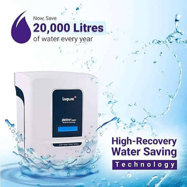 LXINDIA water purifier Livpure Platino copper with 87% Water Savings (HR Tech) Feather Touch Display (White)