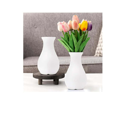 LXINDIA vases Livzing 5.9 inch Plastic Flower Vase for Home Decor Pack of 2 (White)