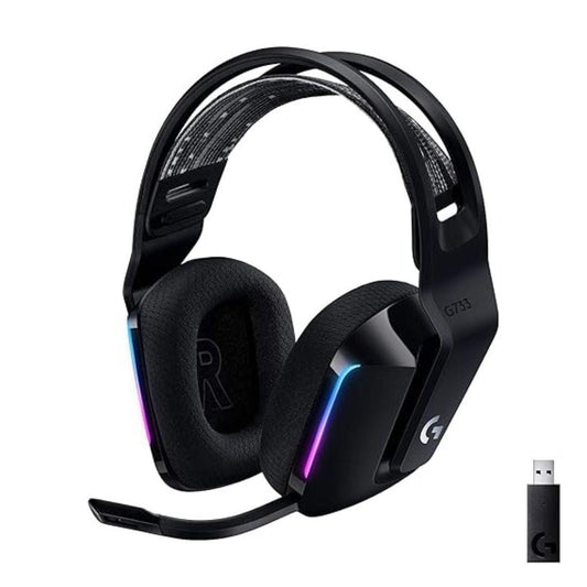LX INDIA Head Phones Black Logitech G 733 Lightspeed Wireless Gaming Over-Ear Headphones with Suspension Over Ear Headband