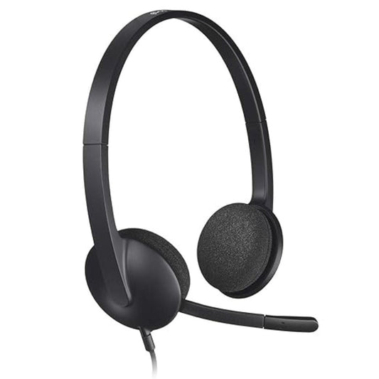 LX INDIA Head Phones Logitech H340 Stereo Wired Over Ear Headphones With Mic With Noise-Cancelling, Usb, Pc/Mac/Laptop - Black