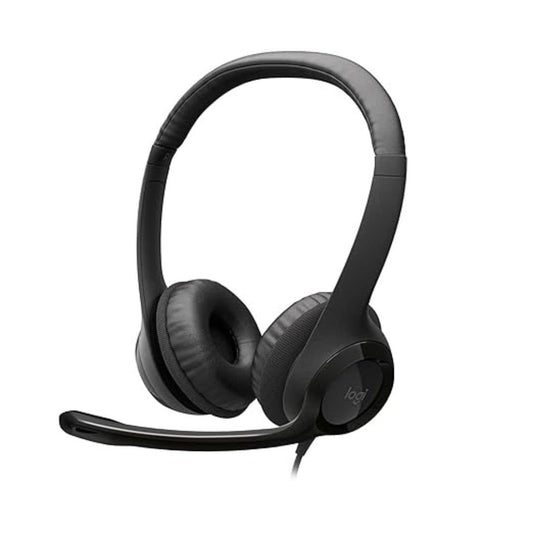 LX INDIA Head Phones Black Logitech H390 Wired On Ear Headset, USB-A, in-Line Controls, Works with Chromebook