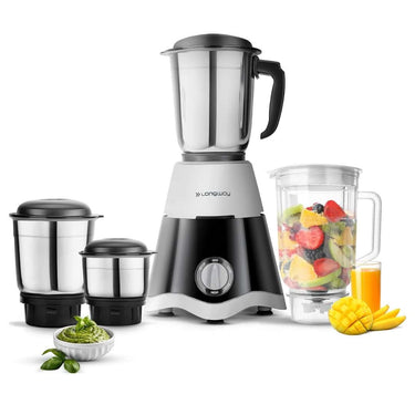 LXINDIA Grinders Longway Super Dlx 750W Juicer Mixer Grinder with 4 Jars (Black and Grey)