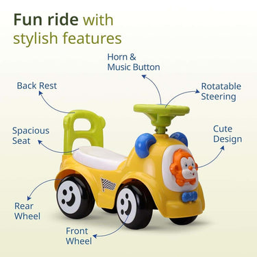 LXINDIA Toys LuvLap Sunny Ride on and Car for Kids with Music  (Yellow)