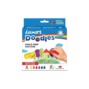 LXINDIA Crayons Luxor Doodles Child Grip Crayons 6 Assorted Crayons