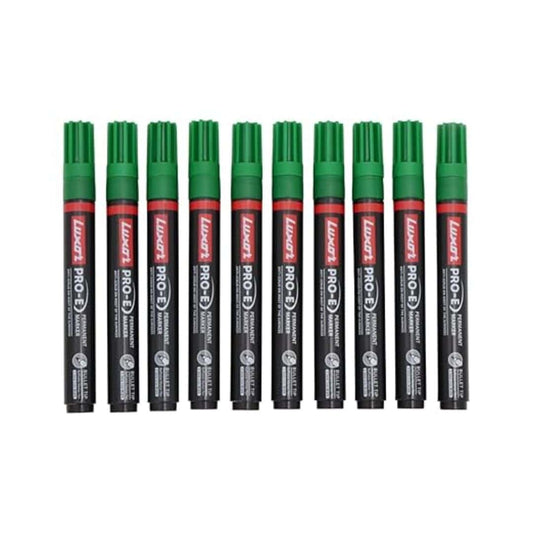 LXINDIA marker Luxor Pro E Refillable Permanent Marker in Rich Green Pack of 10