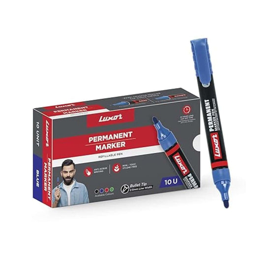 LXINDIA marker Luxor Refillable Permanent Marker In Brilliant Blue Pack Of 10