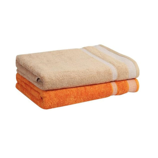 LX INDIA Towels MAFATLAL Pure Cotton Long Size Bath Towel (Pack of 2, BROWN & ORANGE)