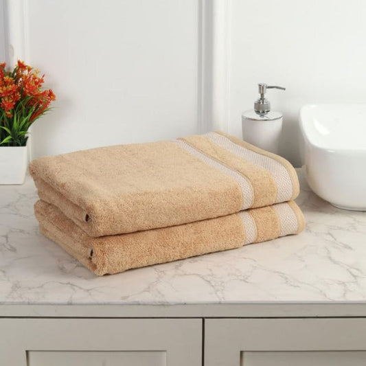 LX INDIA Towels MAFATLAL Pure Cotton Long Size Bath Towel (Pack of 2, BROWN)