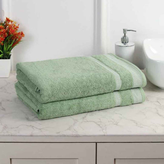 LX INDIA Towels MAFATLAL Pure Cotton Long Size Bath Towel (Pack of 2, GREEN)