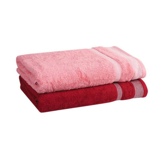 LX INDIA Towels MAFATLAL Pure Cotton Long Size Bath Towel (Pack of 2, PINK & RED)
