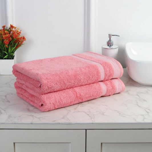 LX INDIA Towels MAFATLAL Pure Cotton Long Size Bath Towel (Pack of 2, PINK)