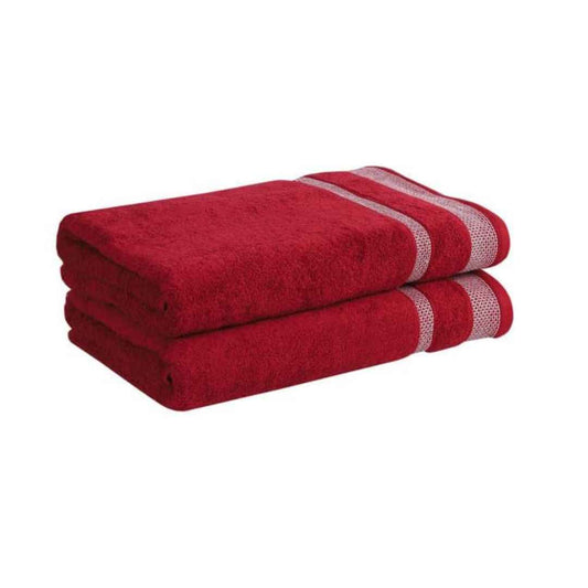LX INDIA Towels MAFATLAL Pure Cotton Long Size Bath Towel (Pack of 2, RED)
