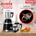 LXINDIA Grinders Maharaja Whiteline 1000 W Ultramax HD Mixer Grinder (Black with Chrome Finish)