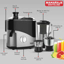 LXINDIA Grinders Maharaja Whiteline Plastic Odacio Plus 550 Watts Juicer Mixer Grinder (Black and Silver)