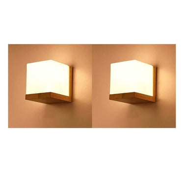 LXINDIA Fancy Lights Mahganya Home Decorative Wall lamp (Pack of 2) Pine Wood and Beige