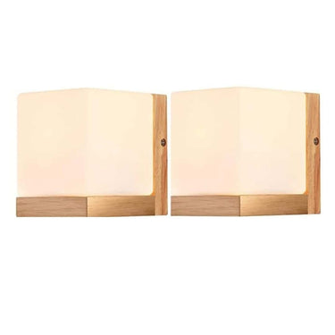 LXINDIA Fancy Lights Mahganya Home Decorative Wall lamp (Pack of 2) Pine Wood and Beige