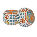 LXINDIA Fancy Lights Mahganya Pack of 2 Turkish Mosaic Glass Votive Tealight Candle Holders