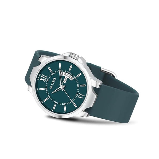LX INDIA Watch Teal Matrix Antique 2.0 Day & Date Softest Silicone Strap Analog Watch for Men