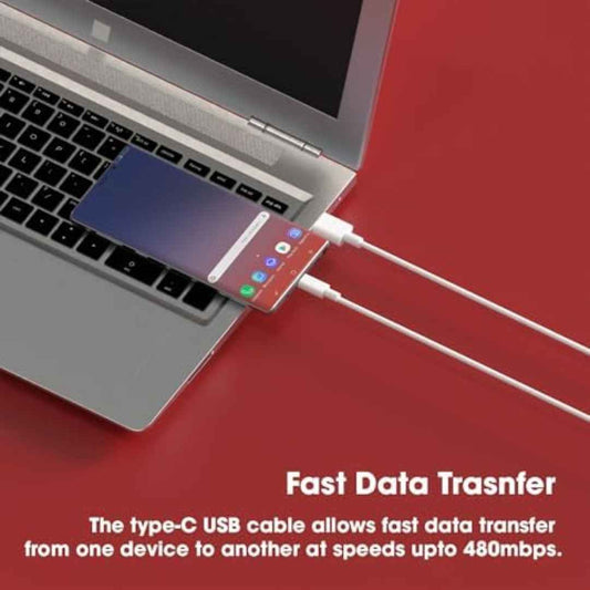 LX INDIA USB C & OTG Cables Mi USB to Type C 33W Hypercharge Cable (White, 1 Meter)