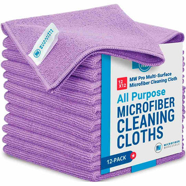 LXINDIA Cleaning Towel Microfiber Wholesale 12x12 inch Cleaning Cloths Purple 12 Pack