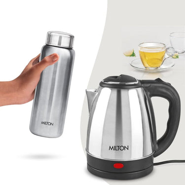 LX INDIA Kettle and Bottle Combo MILTON Combo Set Go Electro Stainless Steel Kettle and Stainless Steel Water Bottle