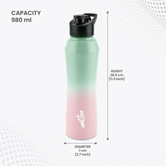 LX INDIA bottle MILTON Comet 1000 Stainless Steel Water Bottle 1000ml (Mint Pink)