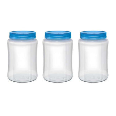 LXINDIA Containers MILTON Crisp N Clear Round Pet Storage Jar Set of 3 Blue 560 ml