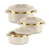 LXINDIA Hot Pot MILTON Curve Inner Stainless Steel Casserole Set of 3 (450 ml 840 ml 1300 ml) Ivory