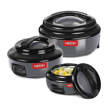 LXINDIA Hot Pot MILTON Ernesto (420 ml 850 ml 1.43 litres) Casserole Set of 3 (Grey)