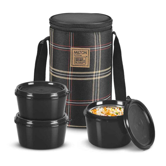 LX INDIA Containers Black MILTON Lofty Lunch Box  Leakproof Tiffin for Office, College