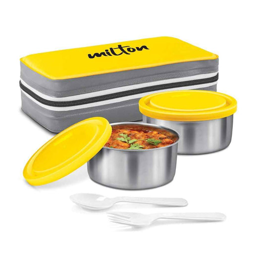 LX INDIA Containers Yellow MILTON New Mini Lunch Box  Leak-Proof Tiffin for Office, School, College