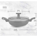 LXINDIA cookware MILTON Pro cook Black Pearl Non Stick Kadai with Glass Lid and Handles (26cm)