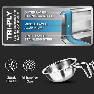 LXINDIA cookware MILTON Pro cook Triply Stainless Steel 12cm Tadka Pan